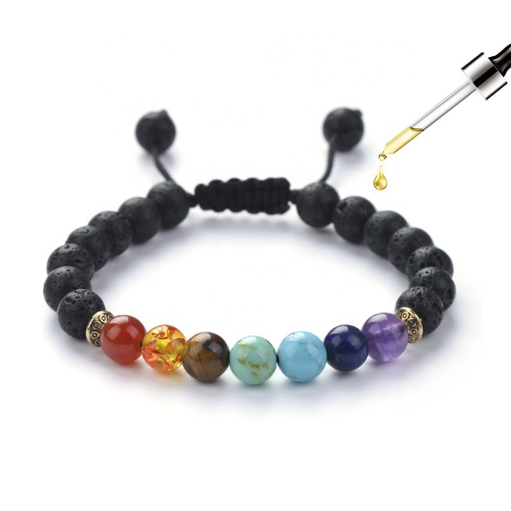 7 Chakra Adjustable lava Stone Diffuser Bracelet